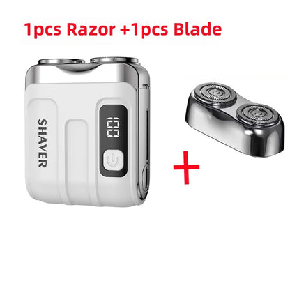 Mini Dual-Blade Electric Shaver – Rechargeable, Wet & Dry Use