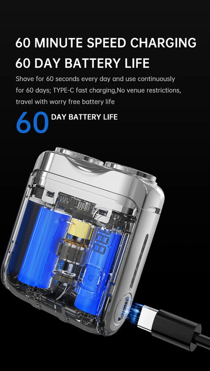 Mini Dual-Blade Electric Shaver – Rechargeable, Wet & Dry Use