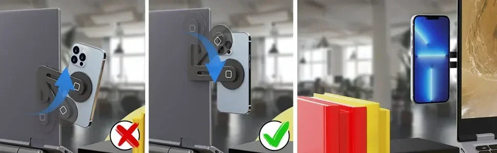 2025 Magnetic Laptop Phone Holder Computer Monitor Side Cell Phone Slim& Foldable For iPhone 14 13 12 Series Case and All Phone