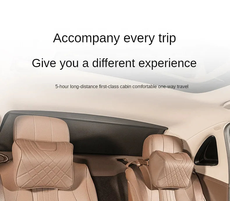 New Car Headrest Pillow Set Sewing Leather Auto Lumbar Waist Support Memory Foam Seat Neck Protective Cushion Accessories