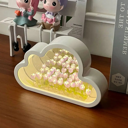Floral Tulip Cloud Mirror Night Light