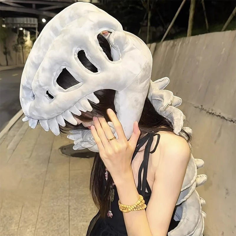 Dinosaur Skeleton Costume Set – Plush Cosplay Headgear & Dress-Up Outfit