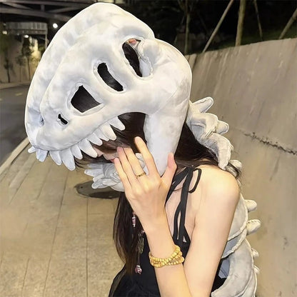 Dinosaur Skeleton Costume Set – Plush Cosplay Headgear & Dress-Up Outfit