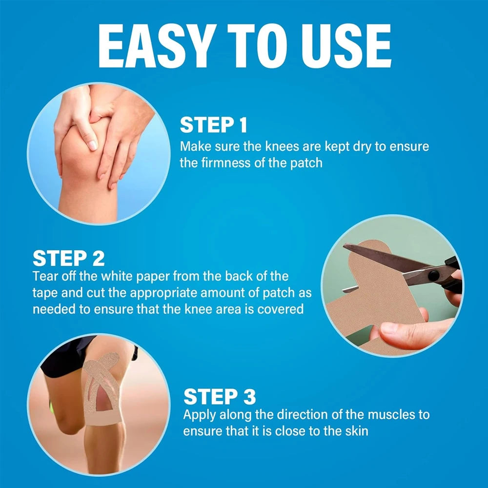 Kinesiology Tape – 10-Pack Waterproof Sports Knee Support Strips