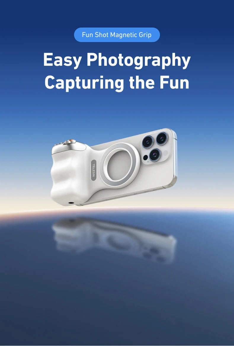 Magnetic Smartphone Camera Grip with Bluetooth Remote & Fill Light