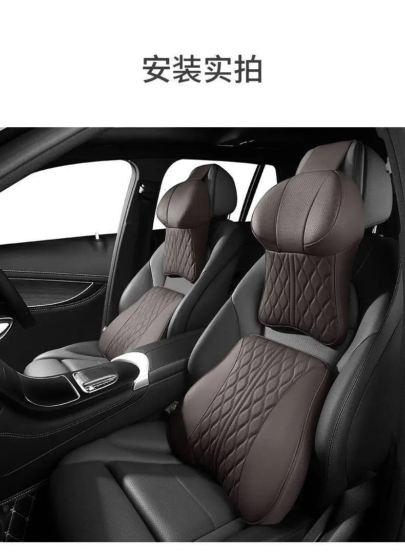 Car Headrest & Lumbar Support Pillow – Memory Foam Comfort for Driving