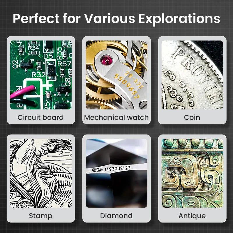 Handheld Digital Microscope with Screen – 100× Magnification & LED Lighting