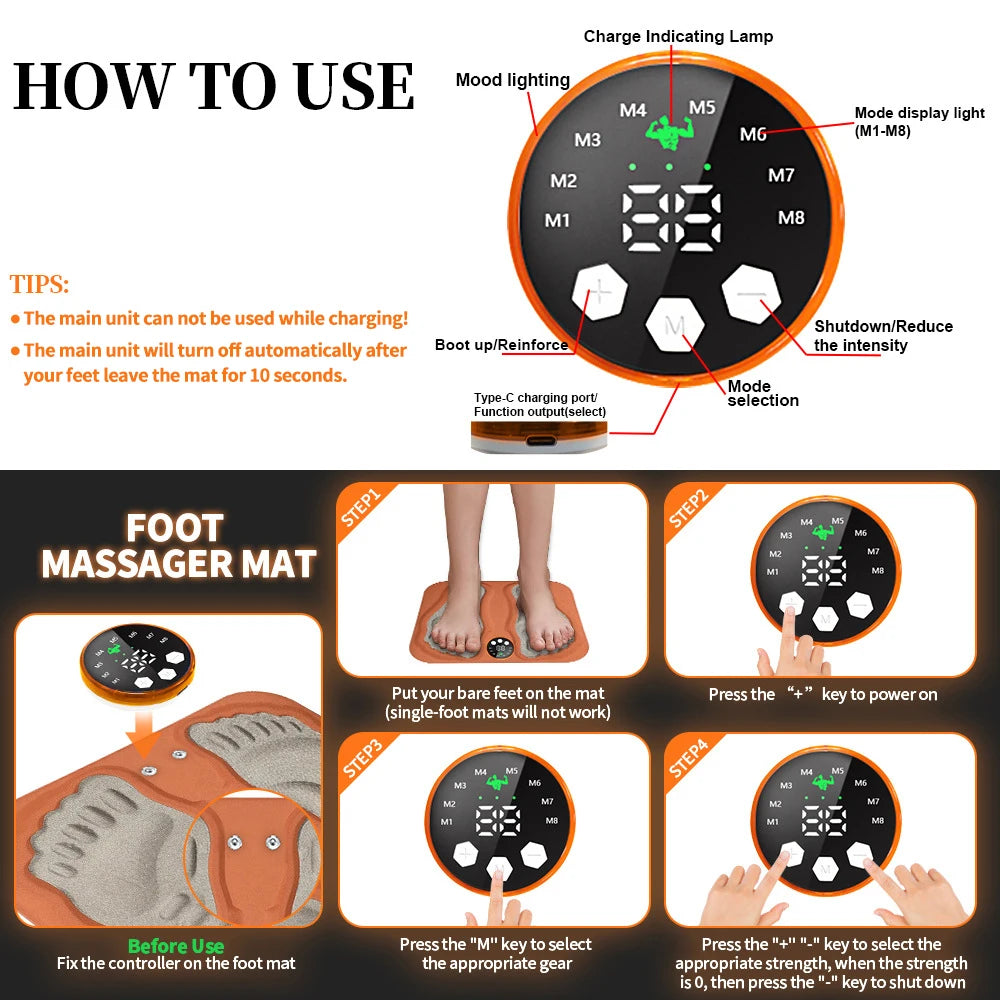 EMS Foot Massager Mat with Remote