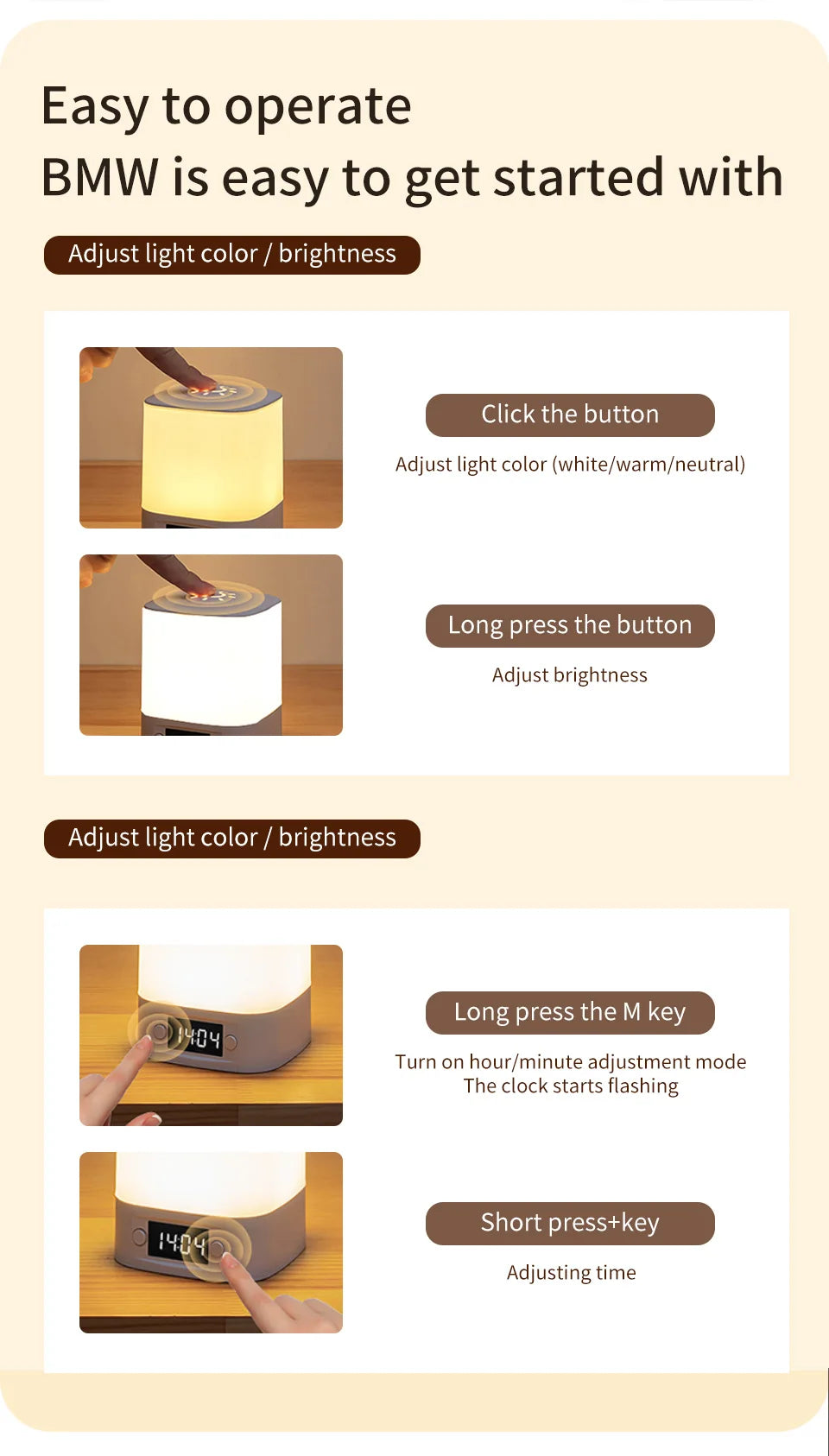 Rechargeable Clock Night Light