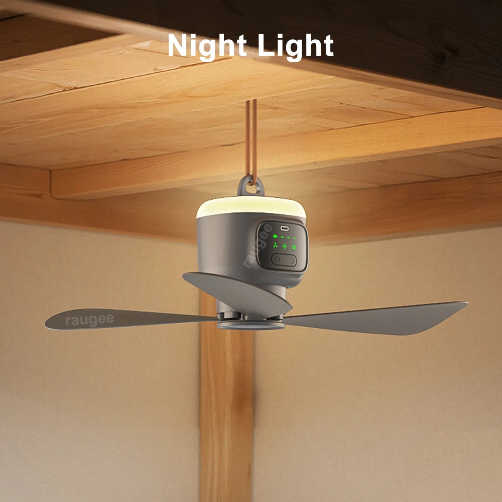 Portable Rechargeable Ceiling Fan with LED Light & Remote Control