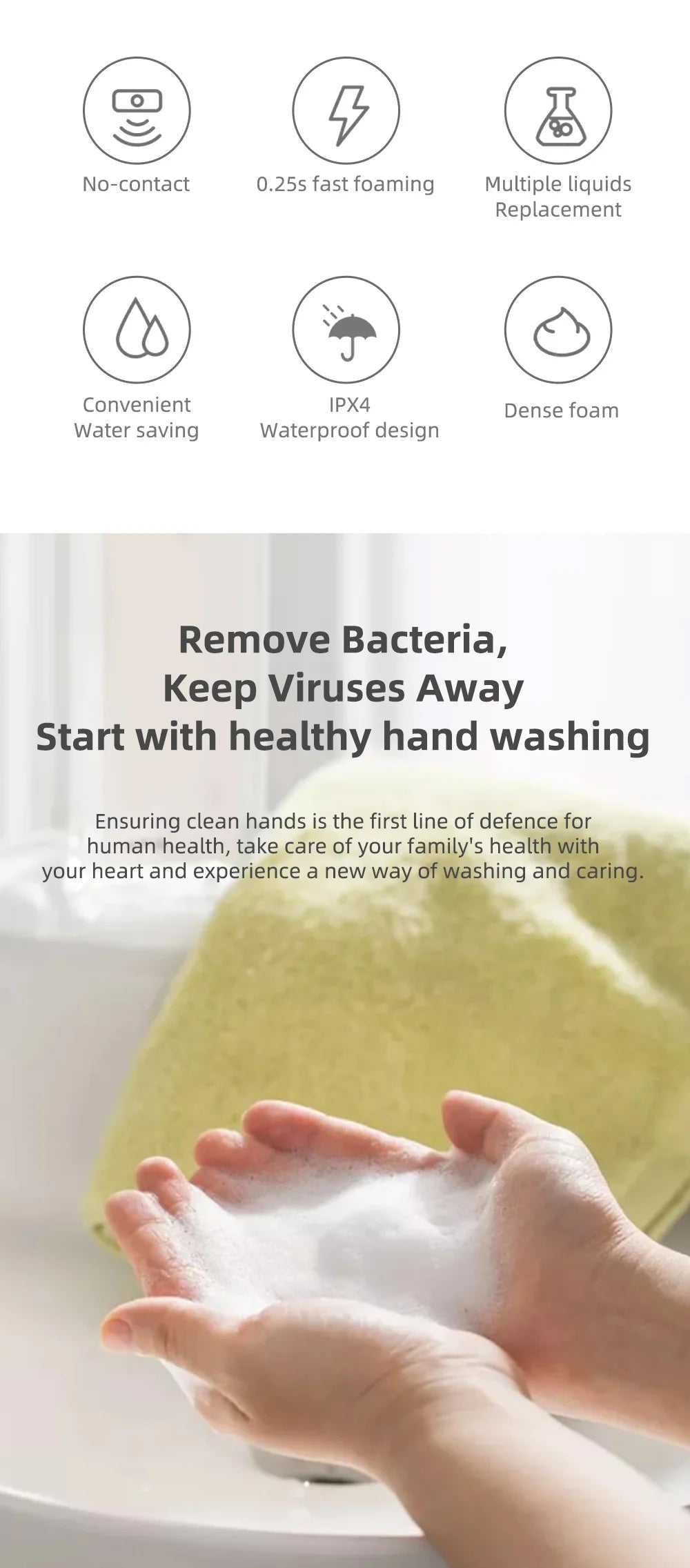 Automatic Soap Dispenser Infrared Sensing Foam Hand Sanitizer USB Rechargeable Foaming Hand Soap Dispenser For Home Bathrooms