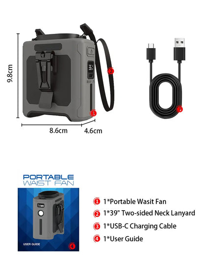 Portable Waist Fan with Flashlight