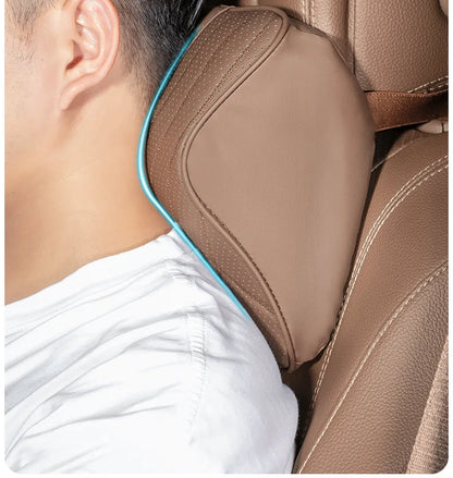 New Car Headrest Pillow Set Sewing Leather Auto Lumbar Waist Support Memory Foam Seat Neck Protective Cushion Accessories