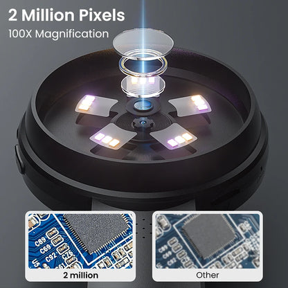 Handheld Digital Microscope with Screen – 100× Magnification & LED Lighting