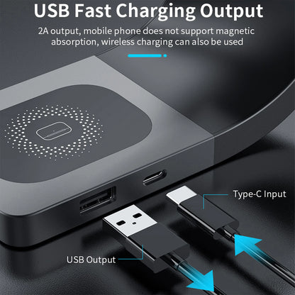 4 in 1 Wireless Charger Metal Shell Magnetic 15W Fast Charging Station Stand for iPhone 12-17 Mobile Phones  Airpods Apple Watch