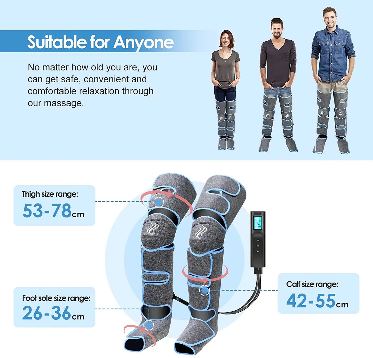 Cordless Heated Leg Massager – Full-Leg Compression with Knee Heat Therapy