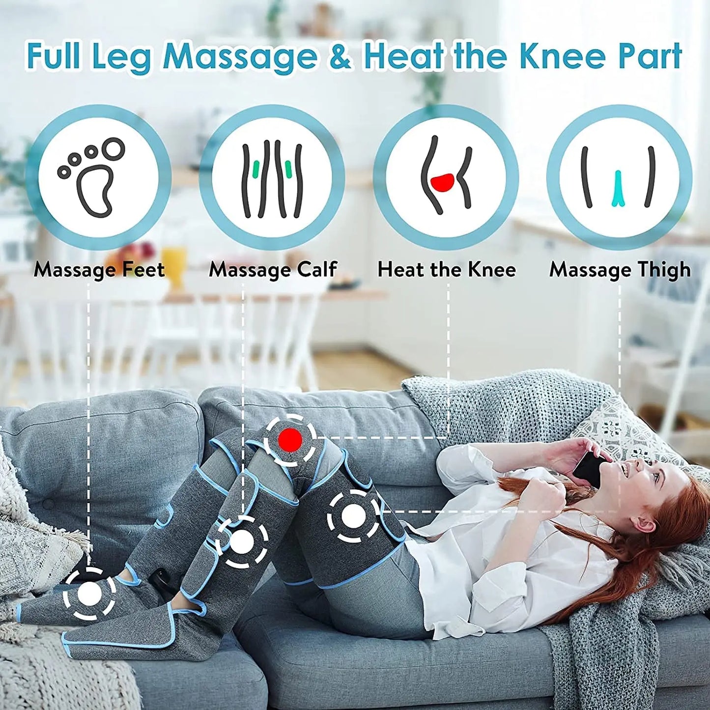 Cordless Heated Leg Massager – Full-Leg Compression with Knee Heat Therapy
