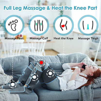Cordless Heated Leg Massager – Full-Leg Compression with Knee Heat Therapy