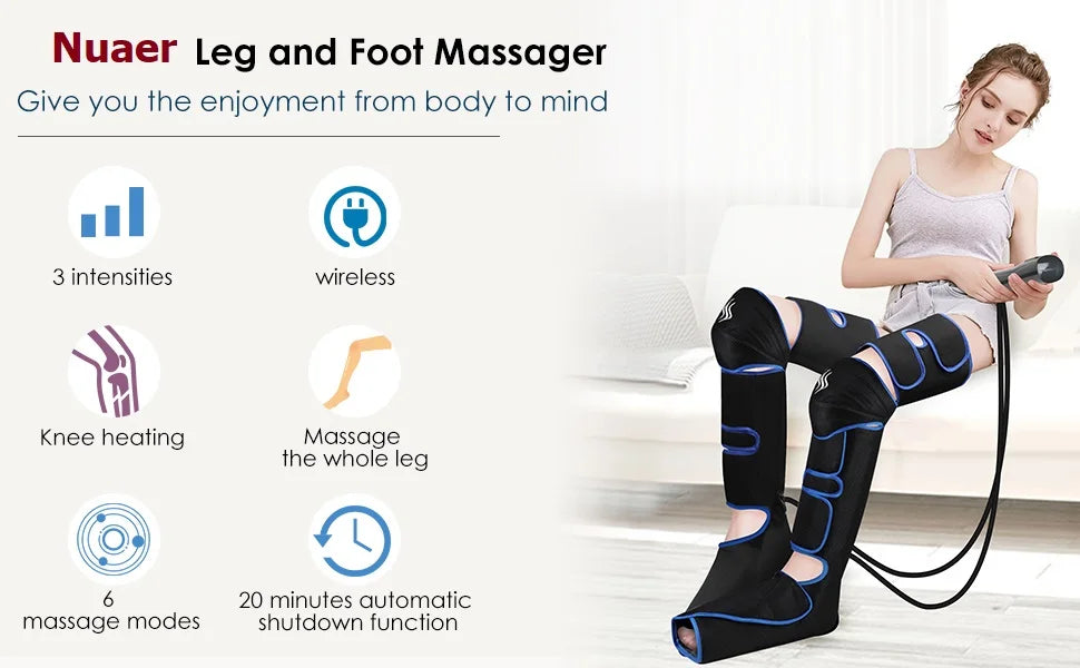 Cordless Heated Leg Massager – Full-Leg Compression with Knee Heat Therapy