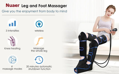 Cordless Heated Leg Massager – Full-Leg Compression with Knee Heat Therapy