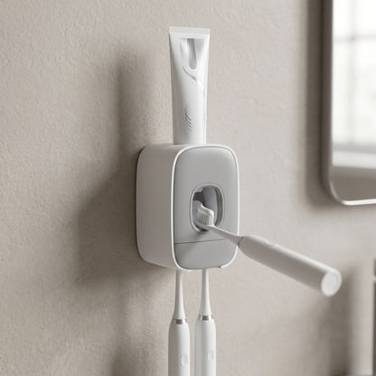 Small unbranded plastic utility accessory mounted on a textured wall, highlighting its lightweight and discreet design.