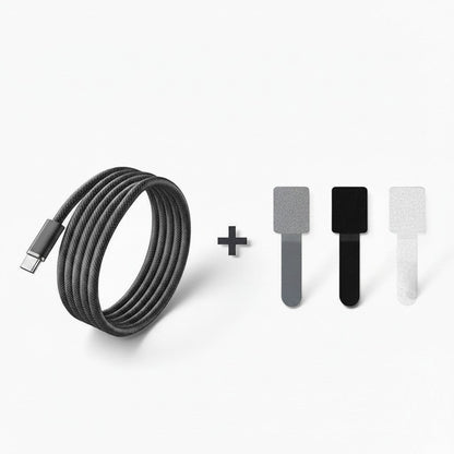 zero2cart 140W USB-C to USB-C fast charging cable in black braided material with three included cable ties