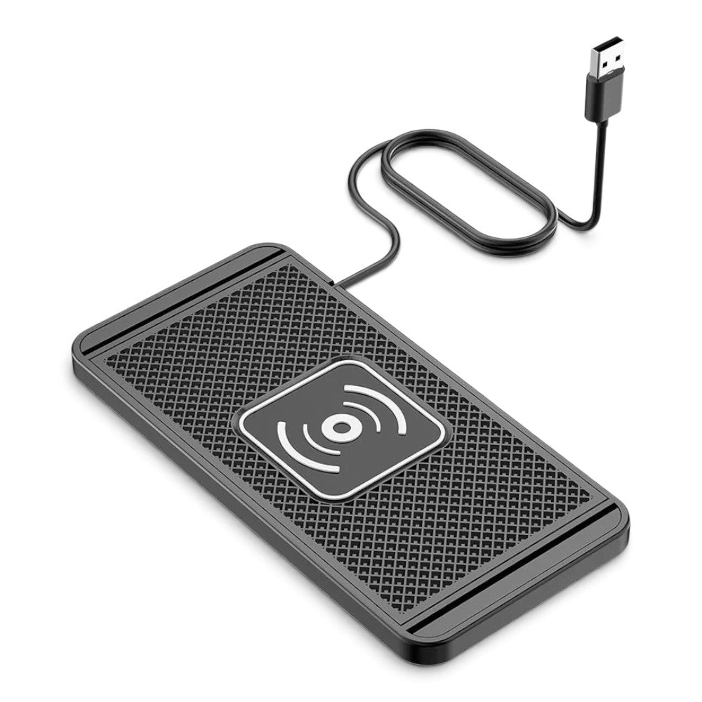 zero2cart 15W slim wireless charging pad with black textured surface and Type-C cable for phones and earbuds