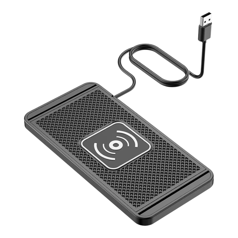 zero2cart 15W slim wireless charging pad with black textured surface and Type-C cable for phones and earbuds