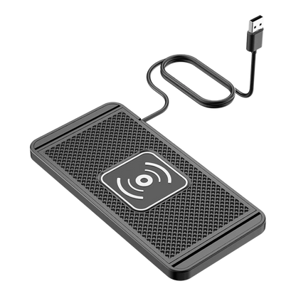 zero2cart 15W slim wireless charging pad with black textured surface and Type-C cable for phones and earbuds