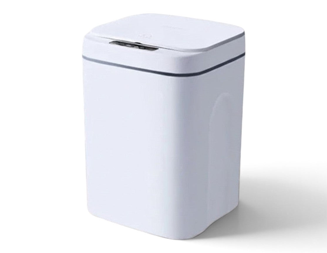 zero2cart 16L white touchless sensor trash can with a modern round plastic design for hygienic waste disposal