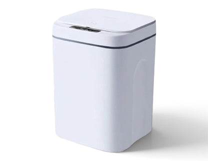 zero2cart 16L white touchless sensor trash can with a modern round plastic design for hygienic waste disposal