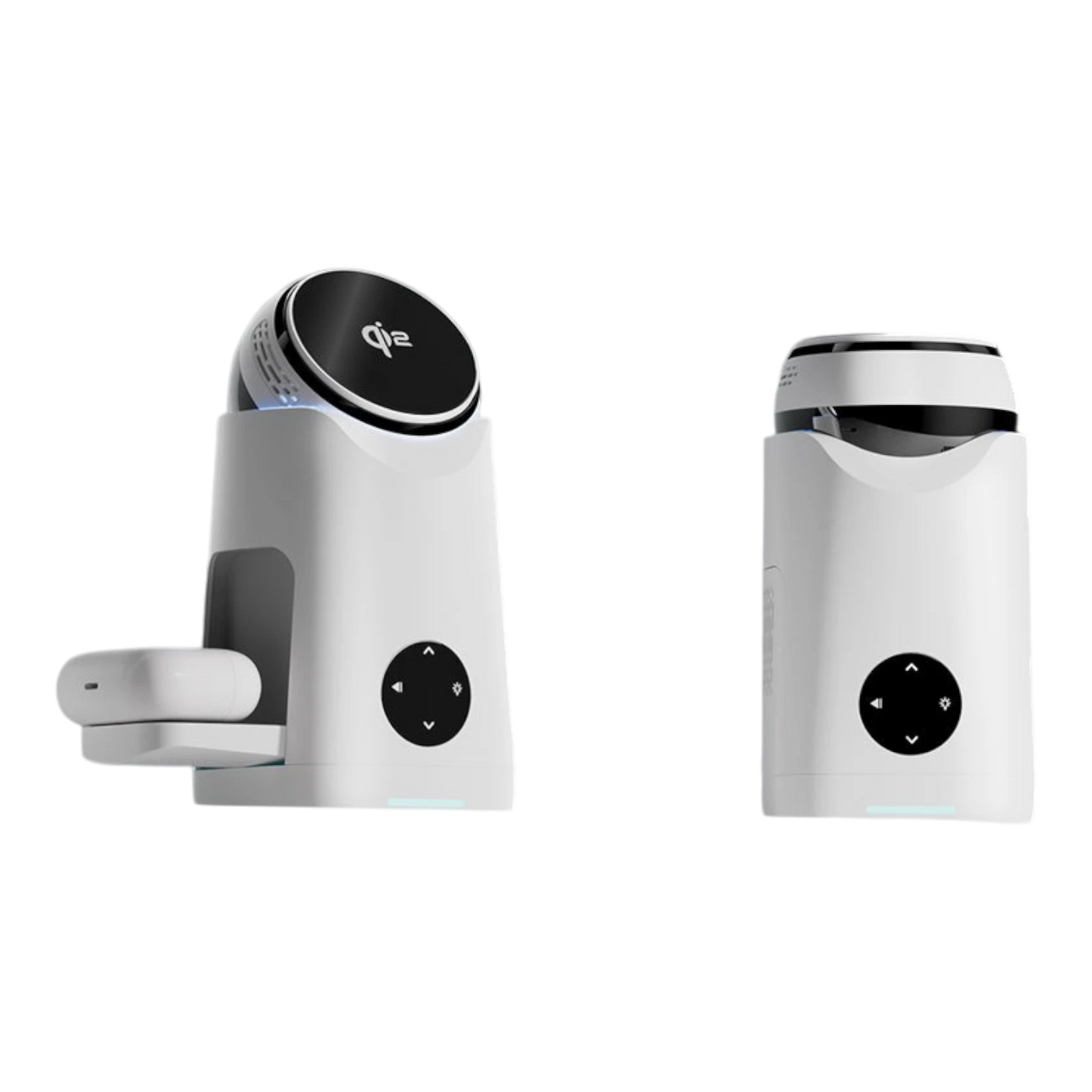 zero2cart 3-in-1 magnetic wireless charging station in white with rotating phone mount and earbud charging base