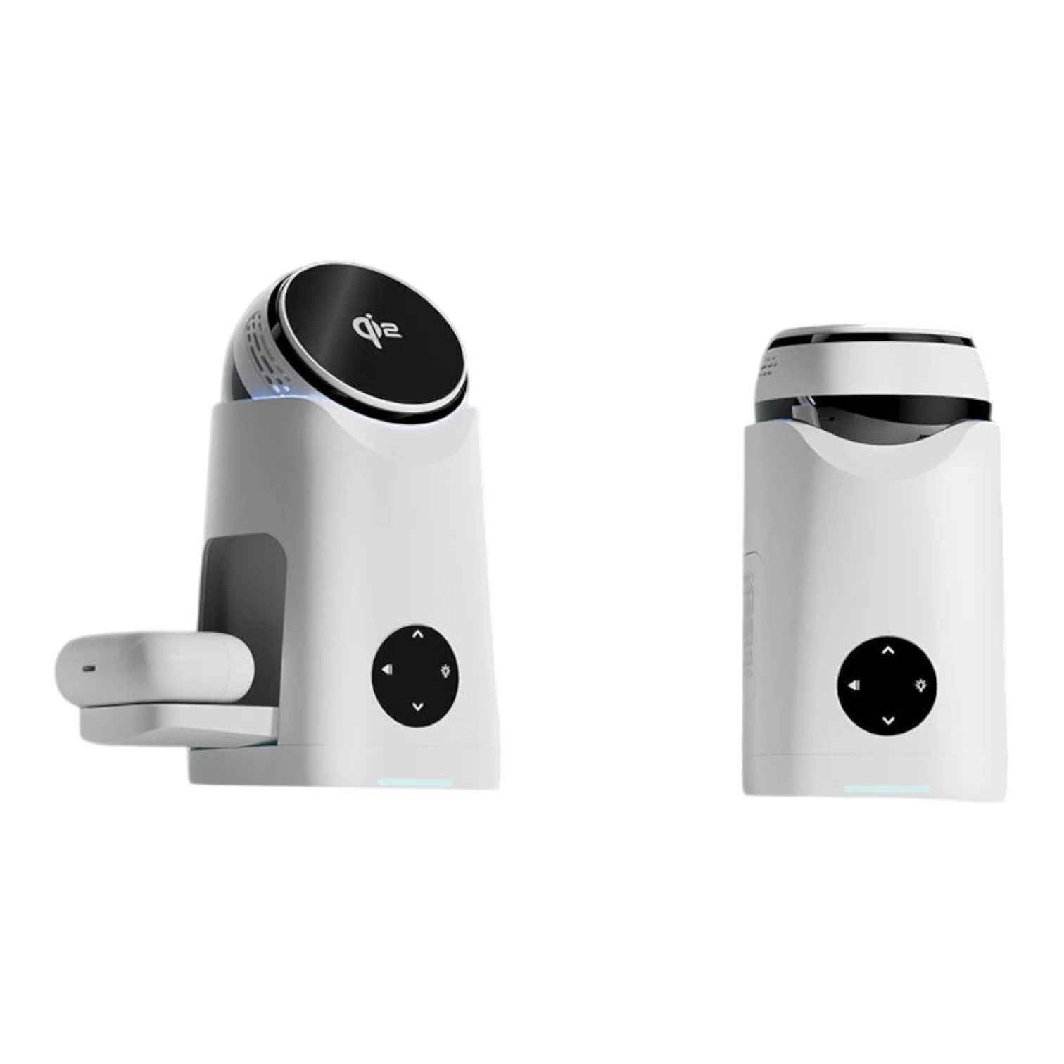 zero2cart 3-in-1 magnetic wireless charging station in white with rotating phone mount and earbud charging base