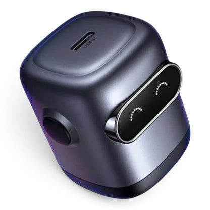 zero2cart 30W GaN USB-C fast charger in a compact grey robot-inspired design with a digital display face