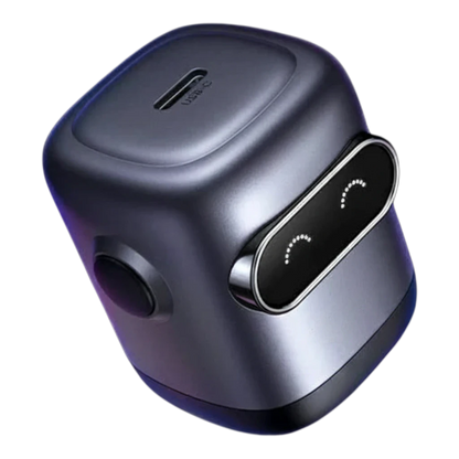 zero2cart 30W GaN USB-C fast charger in a compact grey robot-inspired design with a digital display face