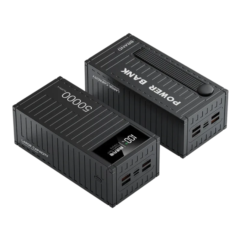 zero2cart 50000mAh portable power bank in black with digital display and multiple USB charging ports.