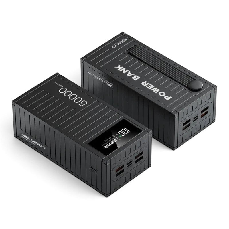 zero2cart 50000mAh portable power bank in black with digital display and multiple USB charging ports.