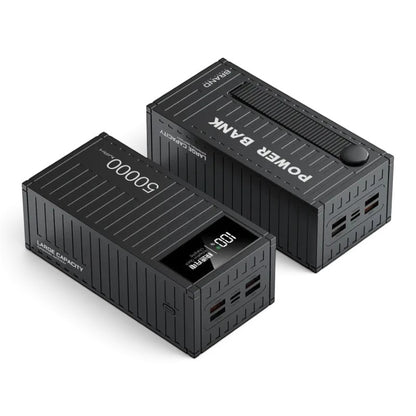 zero2cart 50000mAh portable power bank in black with digital display and multiple USB charging ports.