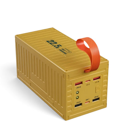 zero2cart 60000mAh metal yellow portable power bank with multiple USB ports, carry handle, and 22.5W fast charging