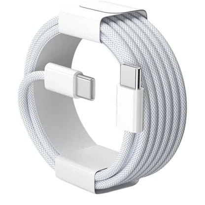 zero2cart 60W USB-C to USB-C fast charging cable with durable white braided nylon exterior