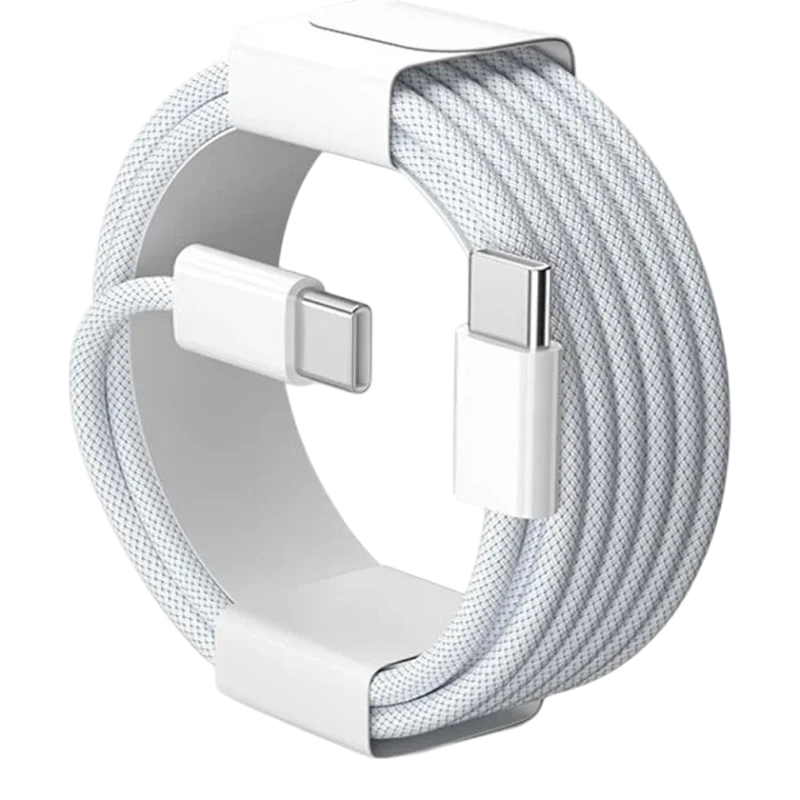 zero2cart 60W USB-C to USB-C fast charging cable with durable white braided nylon exterior