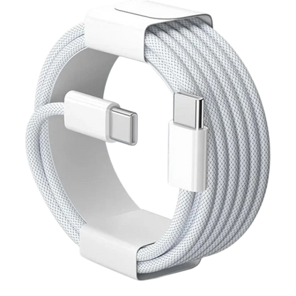 zero2cart 60W USB-C to USB-C fast charging cable with durable white braided nylon exterior