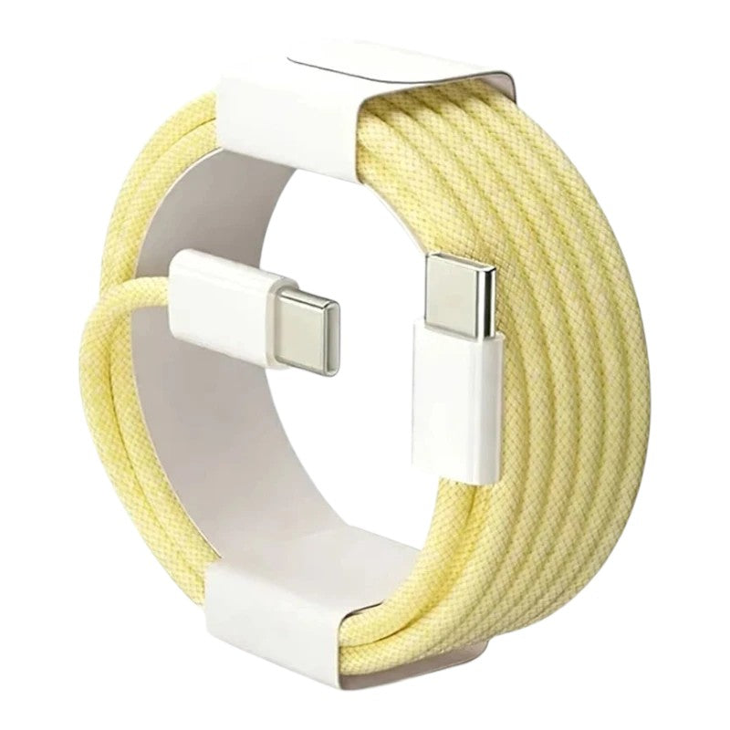 zero2cart 60W USB-C to USB-C fast charging cable in yellow nylon braided material with white connectors