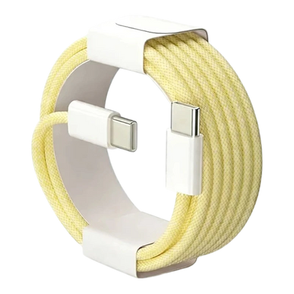 zero2cart 60W USB-C to USB-C fast charging cable in yellow nylon braided material with white connectors