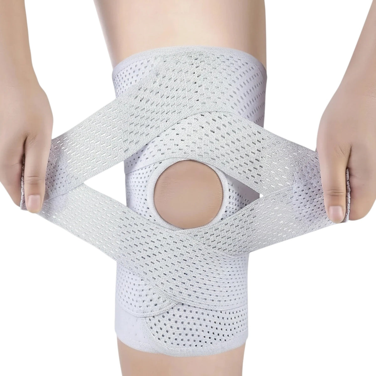 zero2cart adjustable compression knee brace with open-patella design, side stabilizers, and breathable knit fabric