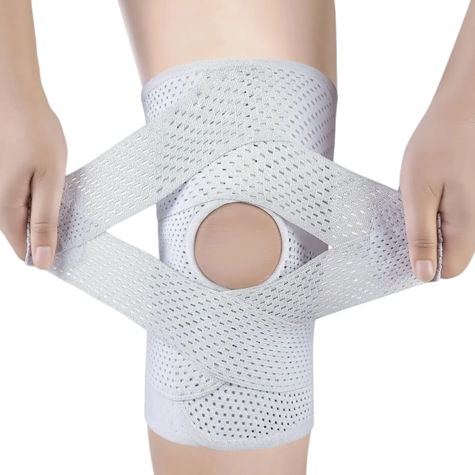 zero2cart adjustable compression knee brace with open-patella design, side stabilizers, and breathable knit fabric