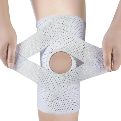 zero2cart adjustable compression knee brace with open-patella design, side stabilizers, and breathable knit fabric