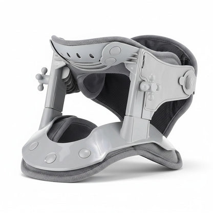 zero2cart grey and blue adjustable neck cervical traction support collar with cotton-woven fabric and PP plastic