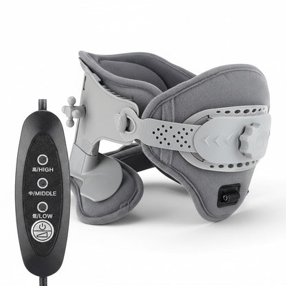zero2cart 3-in-1 adjustable neck cervical traction support collar in grey with USB heating controller