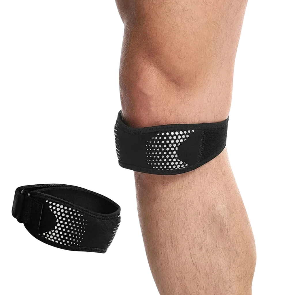 zero2cart Aolikes adjustable black patella tendon knee strap worn on leg for sports support and pain relief